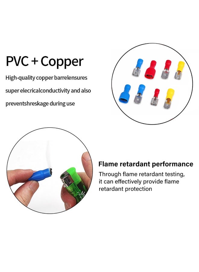 موب مجموعة موصلات طرفية معزولة من نوع Spade مكونة من 80 قطعة، مجموعة موصلات أسلاك سريعة الفصل من الذكر والأنثى، تشكيلة من أطراف التوصيل الكهربائية النحاسية المطلية بالبلاستيك PVC، 8 أنواع، 10 قطع من كل نوع، لتوصيلات أسلاك السيارات، وإصلاحات الكهرباء المنزلية - Image 4